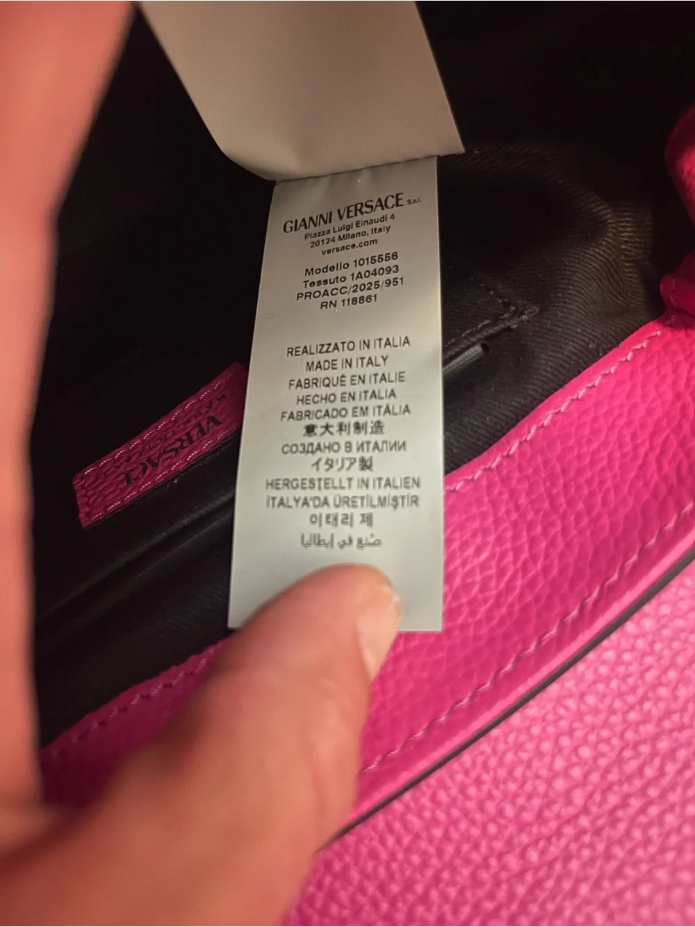Versace Virtus Grainy Calf Small Pink Top-Handle Satchel with Gold Hardware